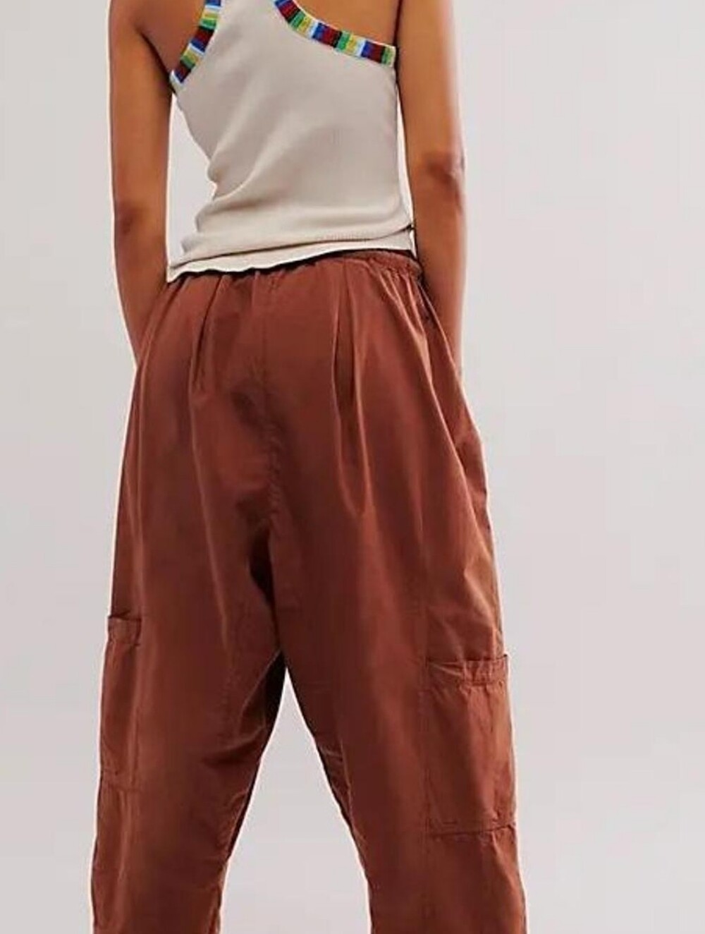 Free People Kalani Harem Pull-On Drawstring Pants in Brown XS (Run Large) - Picture 3 of 8